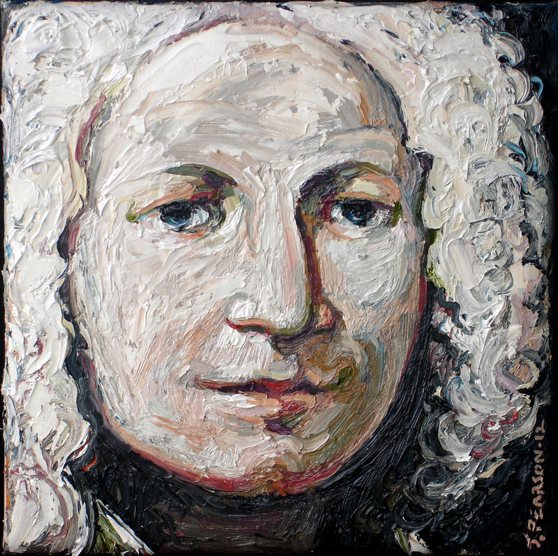 Antonio Vivaldi By Justin Pearson 2012. 20 x 20 cm oil on canvas